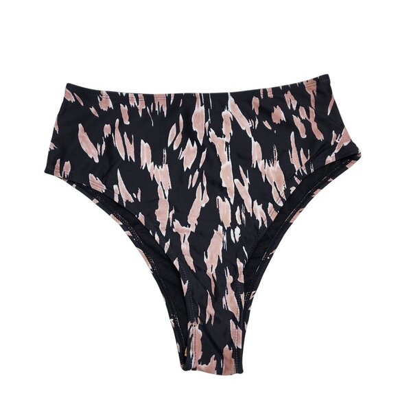 Black Halter Bikini Set High-Waisted Printed Bottoms Size M Swimwear Women - Picture 6 of 7